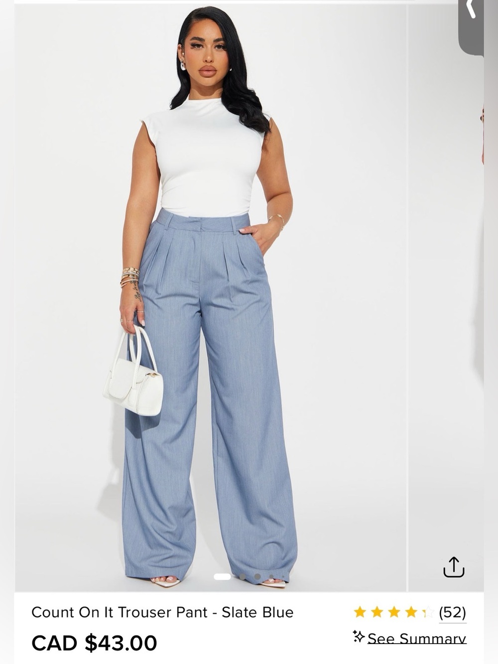 Slate Blue Wide-Leg Trousers